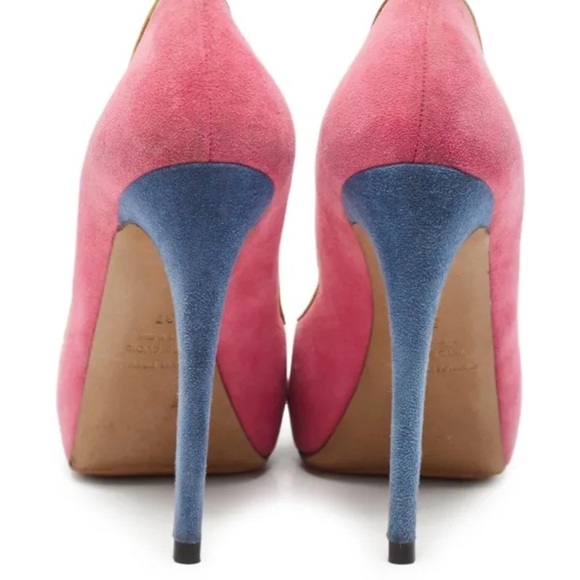 Nicholas Kirkwood pink, blue & gold suede peep toe platform heels – IT 39 (US 8) - Picture 3 of 8